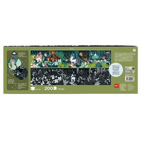 Puzzle Brilha no Escuro Bosque Mágico Apli Kids 200 peças, puzzle montado