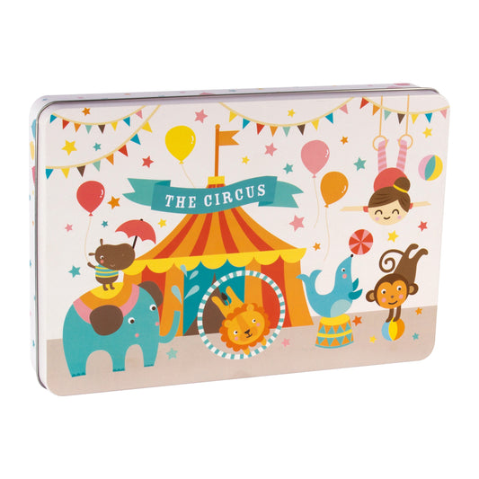 Puzzle Circo Apli Kids 24 peças, caixa metálica