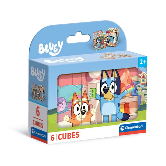 Caixa do Puzzle de Cubos Bluey da Clementoni com 6 cubos