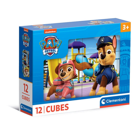 Caixa do Puzzle de Cubos Patrulha Pata da Clementoni com 12 cubos