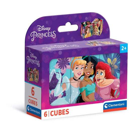 Caixa do Puzzle de Cubos Princesas Disney da Clementoni com 6 cubos