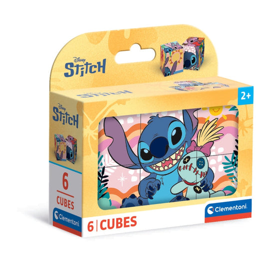 Caixa do Puzzle de Cubos Stitch da Clementoni com 6 cubos