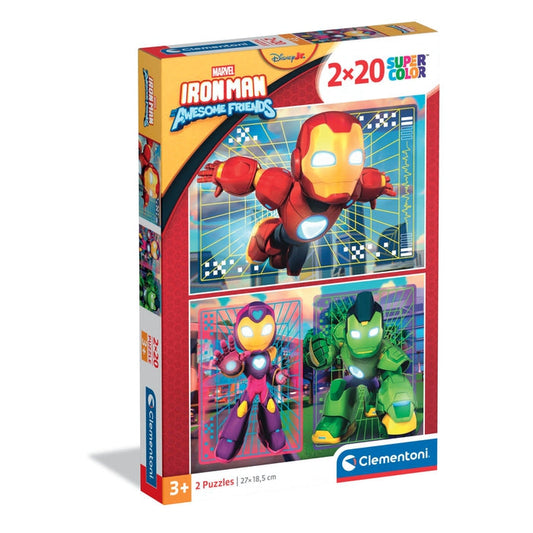 Caixa do Puzzle Iron Man da Clementoni com 2 puzzles de 20 peças