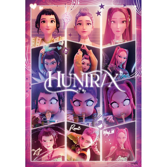Puzzle KPop Demon Hunters HUNTR/X Retratos da Clementoni montado, imagem completa (104 peças)