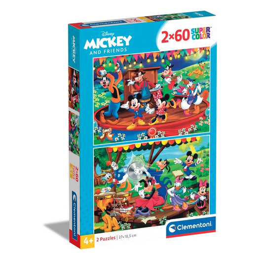 Caixa do Puzzle Mickey & Friends da Clementoni com 2 puzzles de 60 peças