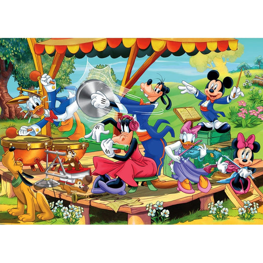 Puzzle Mickey & Friends da Clementoni montado, imagem completa (2 puzzles de 60 peças)