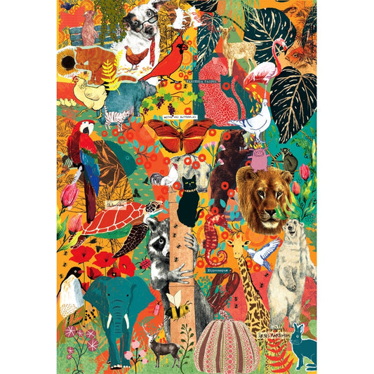 More is More Animal & Botanics Puzzle - Clementoni - 1000 Pieces, collage of animals and plants